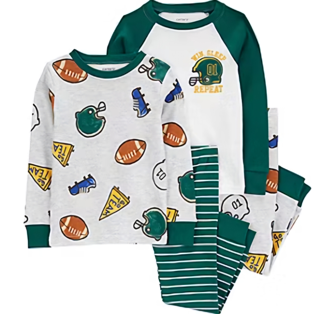 Kids Pajamas Set with Sports Print